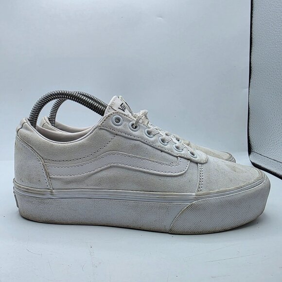 Vans Old Skool Platform Womens Size 8 Triple White Athletic Shoes Walking - Picture 12 of 13